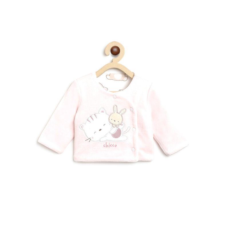 Girls Light Pink Velour Reversible Cardigan image number 0